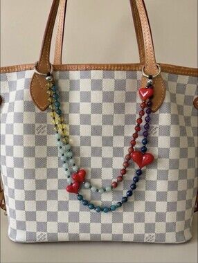 Glass Hearts Beaded Bag Charm